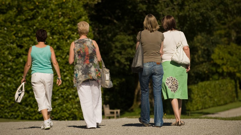 Visitors on the drive at Florence Court, Co Fermanagh, Northern Ireland